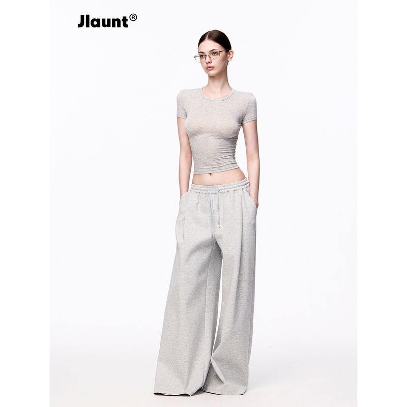 Jlaunt Gray Sweatpants for Women, Casual Loose Wide-Leg Pants, Straight-Leg Casual Pants, American Style Trendy Pants Jlaunt Gray Sweatpants for Women, Casual Loose Wide-Leg Pants, Straight-Leg Casual Pants, American Style Trendy Pants