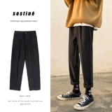 Трендовые шерстяные брендовые демисезонные штаны для отдыха, в корейском стиле, облегающий крой