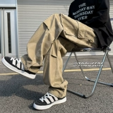 Осеннее термобелье, трендовые штаны, в корейском стиле, оверсайз, свободный прямой крой