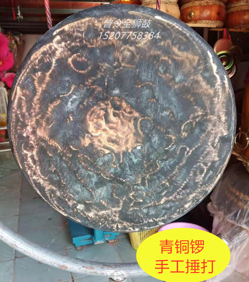 Hand-made wake-up lion high side gongs polished gongs gongs gongs and drums musical instruments folk craft bronze gongs old gongs gongs