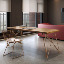  Nordic desktop computer table and chair Simple small apartment solid wood desk Bedroom double writing desk Conference table workbench