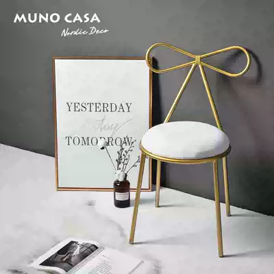 Nordic bow dining chair Gold Wrought iron backrest chair Modern simple creative designer home desk chair