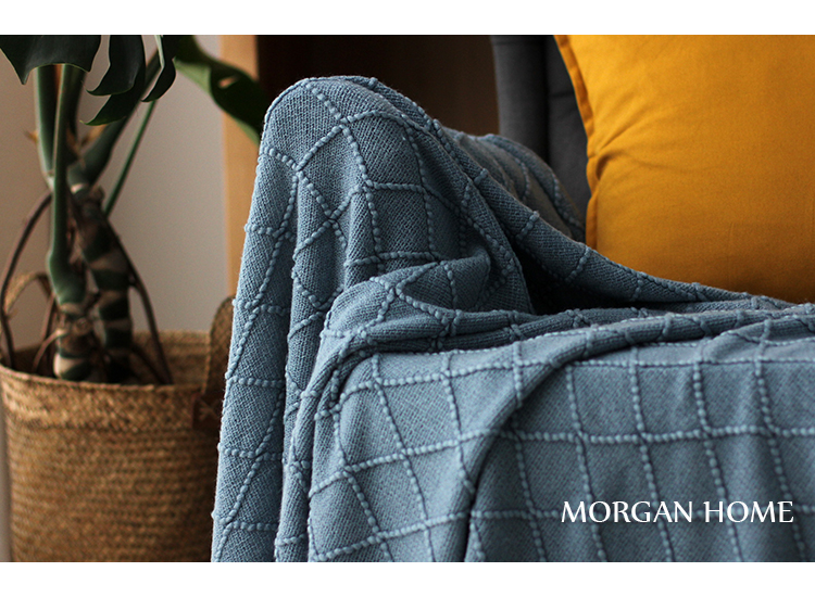 Bắc Âu ins American kim cương lớn dệt kim rắn màu chăn chăn NAP điều hòa không khí giải trí xe sofa trang trí khăn - Ném / Chăn chăn nhung 5kg