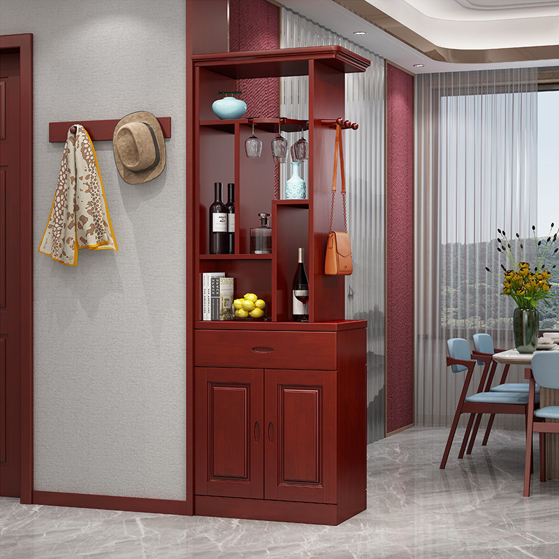 Entrance porch cabinet modern minimalist solid wood wine cabinet partition against the wall living room small apartment shoe cabinet integrated double-sided screen