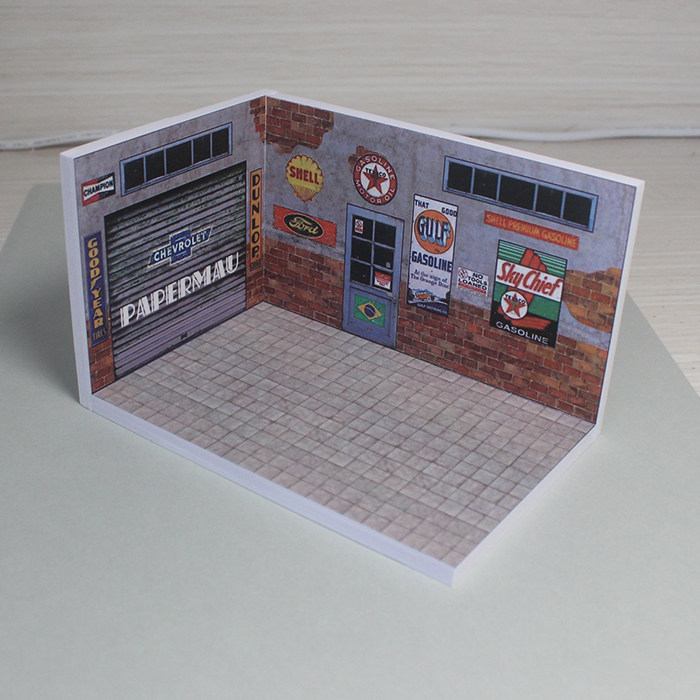 1/64 Diorama Car Garage Model Maintenance Workshop Backdrop Scene