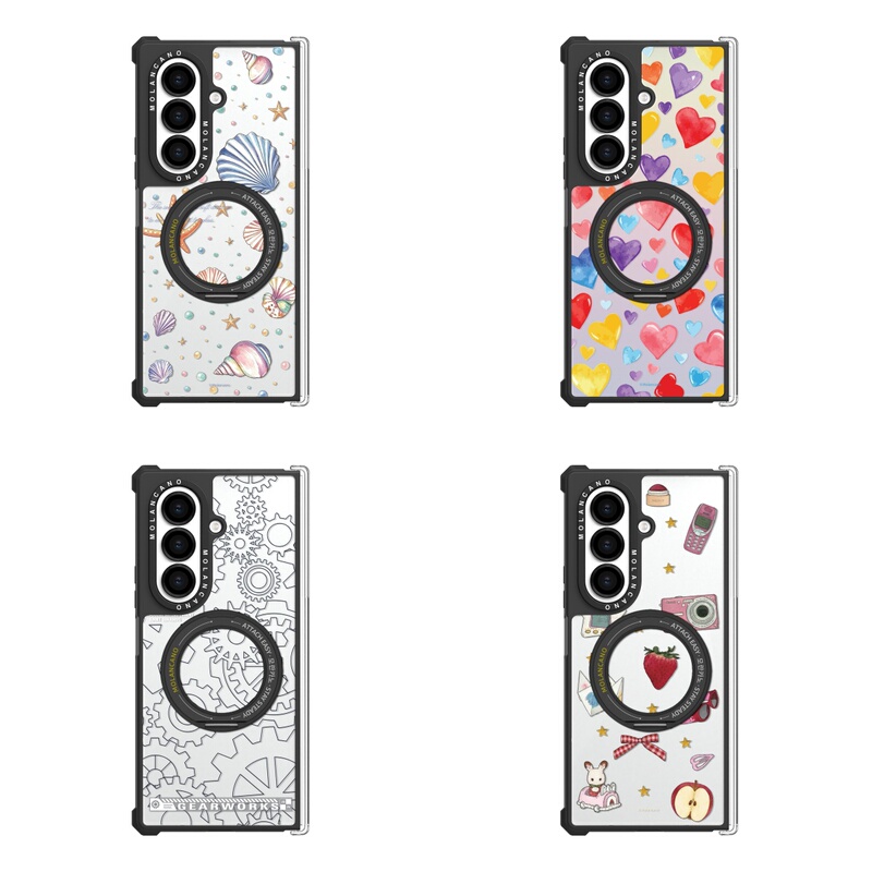Korean Molan Cano Suitable for Samsung Fold8 Ultra Phone Case, Anti-Drop Shell with Magnetic Suction and Integrated Stand, Fold7 Protective Case, W26 Stylish Puzzle Heart Sticker Creative Korean Molan Cano Suitable for Samsung Fold8 Ultra Phone Case, Anti-Drop Shell with Magnetic Suction and Integrated Stand, Fold7 Protective Case, W26 Stylish Puzzle Heart Sticker Creative