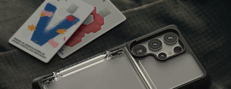 VRS Neo Flip Tough Shockproof Card Holder Transparent Clear High End Premium S23 Ultra Samsung Phone Case