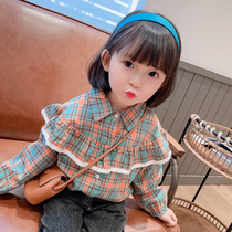 Girl Plaid Shirt Autumn Clothing 2020 New Korean Version Foreign Air Children Lining Clothes Baby Trendy Long Sleeve Princess Blouse