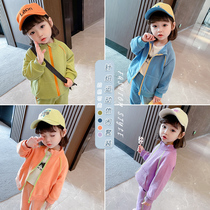 2022 Spring loaded childrens sports suit girls sweatpants baby coat little girl foreign air spring and autumn two sets