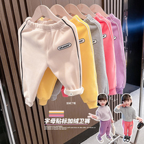 Girl Sports Pants Autumn Winter Plus Suede Casual Pants 2021 New Female Baby Foreign Gas Integrated Suede External Wear Long Pants Winter Clothing