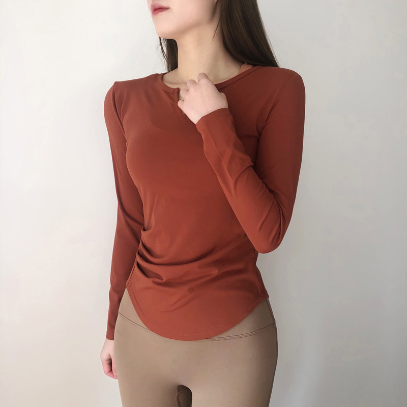 Lulu same style yoga clothes long sleeve women's slim fit sports running fitness top Pilates clothes autumn and winter models