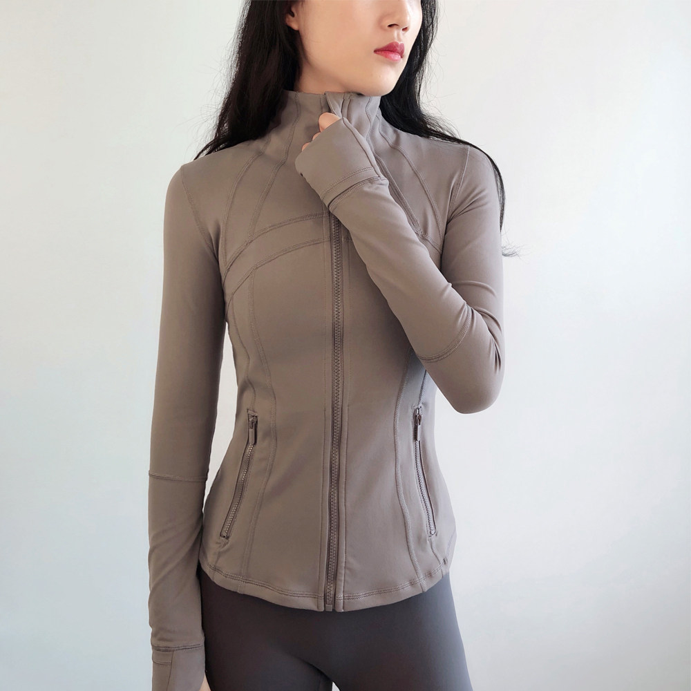 lulu yoga coat woman blouse sport fitness running speed dry collar bracelet cardigan with long sleeve autumn and winter