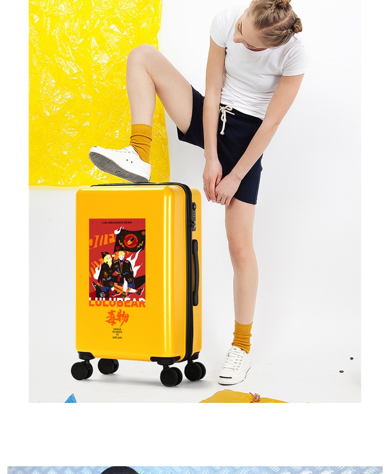 Lulu gấu vali nam thương hiệu xe đẩy 24 inch trường hợp xe đẩy nữ phổ quát 20 khung lên máy bay quốc gia cặp đôi hành lý 26 - Va li vali kéo du lịch