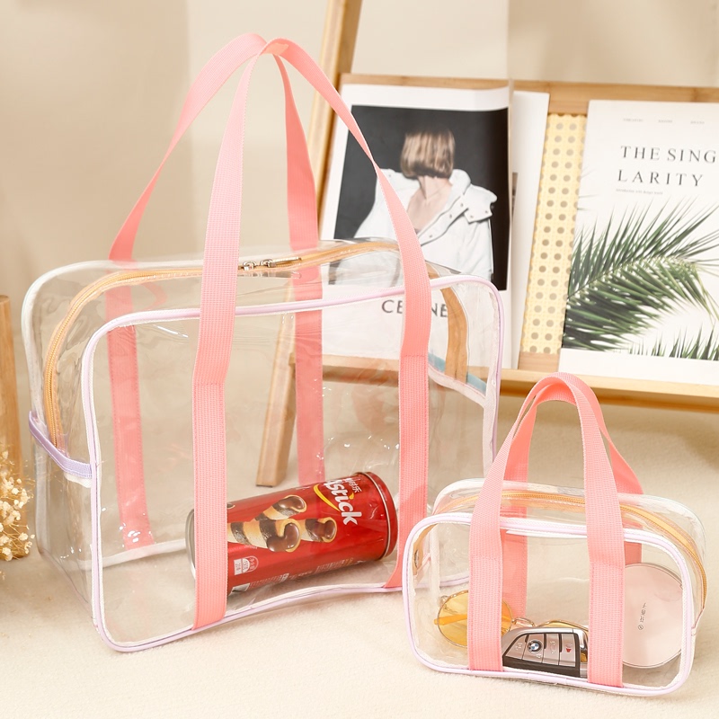 Large-Capacity Transparent Makeup Jelly Bag for Women, Pvc Waterproof Swimming Storage Tote Bag, Beach Carry Bag Large-Capacity Transparent Makeup Jelly Bag for Women, Pvc Waterproof Swimming Storage Tote Bag, Beach Carry Bag