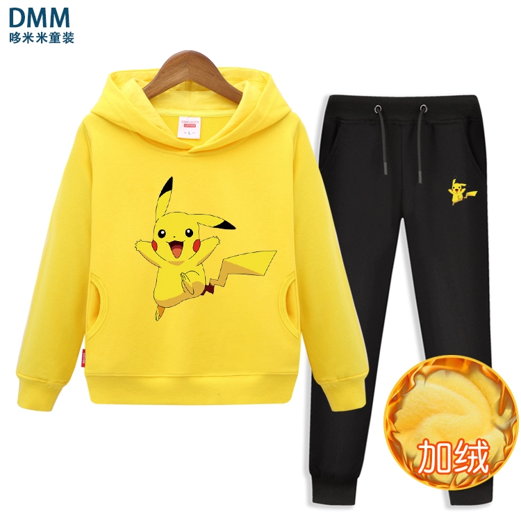 Áo len kết hợp Pikachu mùa thu đông cộng với quần áo nhung bé trai và quần áo trẻ em nữ 2019 kiểu mới lạ - Phù hợp với trẻ em