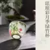 Yongzheng poetic moon season green bamboo High-end Jingdezhen hand-painted enamel color tea cup Tea cup Tea cup Master cup Single cup