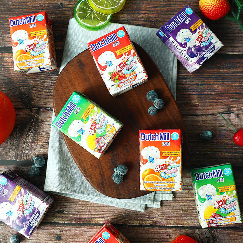 16 boxed Thai imported Emperor yogurt Dutch Mill strawberry orange fruit flavor children's breakfast milk drink whole box