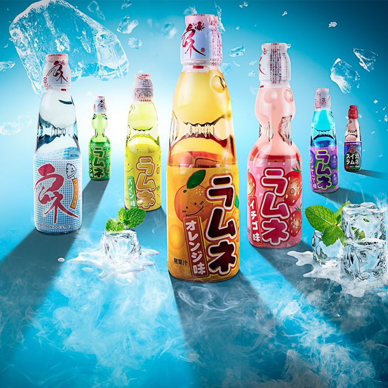 Japan Imports HATA Hada Poko Soda 200ml * 5 bottled net red marbles glass bottle carbonated drinks