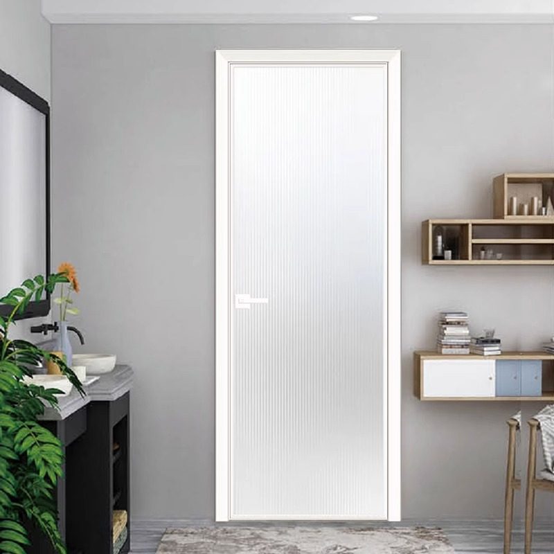 Ultra-Clear Changhong Glass Door, Extremely Narrow Bathroom Door, Toilet Door, Shower Door, Gray Oil-Sand Titanium Magnesium Aluminum Alloy Flat-Opening Door