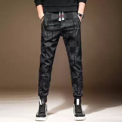 Expensive autumn and winter New black jeans men's Tide brand pants men's camouflage slim pipe pants casual pants men