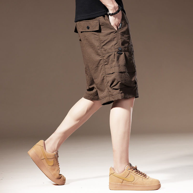American-Style Trendy Cool Breathable Work Shorts for Men, Summer Ice Silk Thin Loose Sports Outdoor Casual Five-Point Shorts