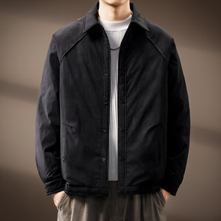 Hochwertige leichte hemd-daunenjacke für herren im winter, warmer arbeitskleidungsstil, amerikanischer pendler-revers, lockerer, kältebeständiger baumwollmantel