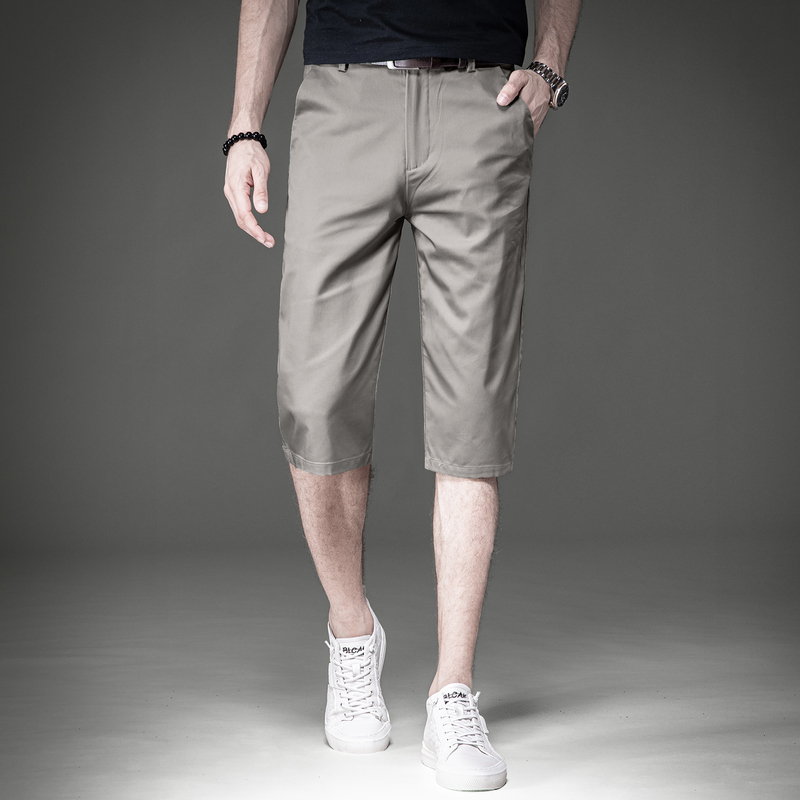 High-Quality Summer Thin Ice Silk Casual Shorts for Men, Loose Straight-Leg Light Business Mid-Length Pants, Versatile Men's Breeches