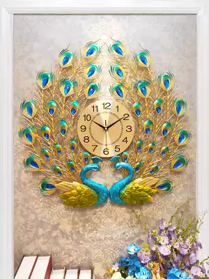 Peacock wall clock living room home fashion creative clock mute decorative wall clock European quartz clock Big Phoenix clock
