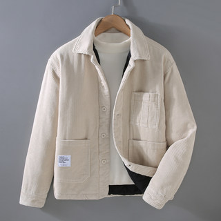 American-Style High-End Corduroy Cotton Jacket with a Turn-Down Collar for Men, Winter Thickened Cotton Coat, Warm Workwear Outerwear