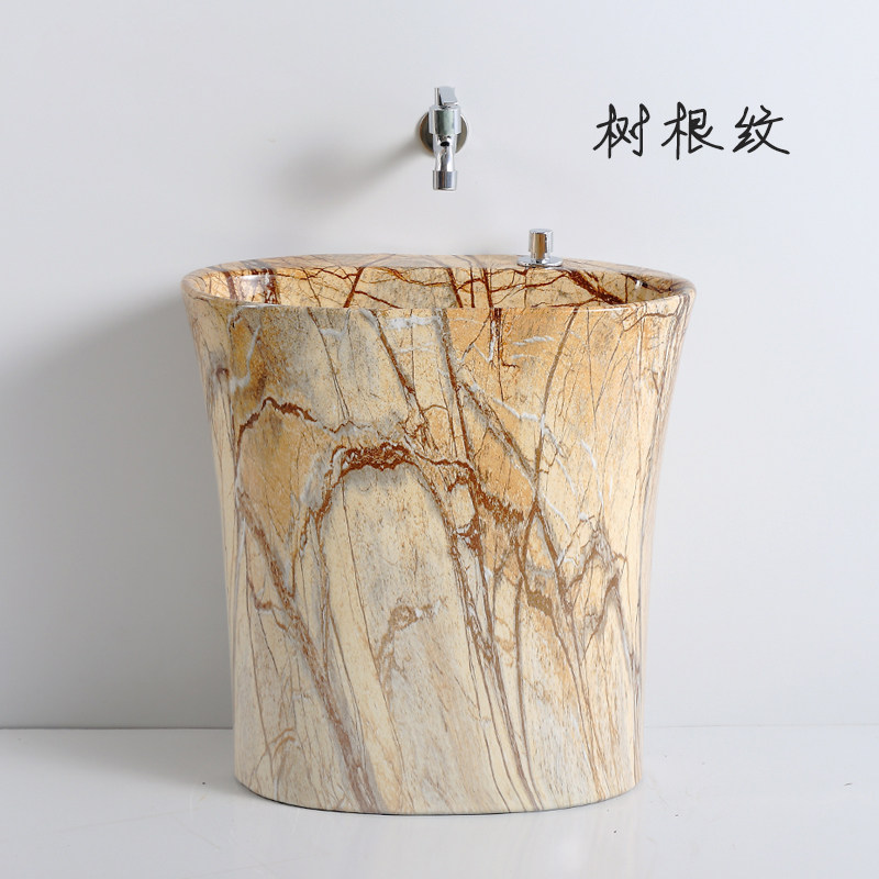 Mop Pool Stone Tattooed Art Small Brute Waist Mop Pool Balcony Ceramic Floor Tug Basin Pool Home Garden Patio Wash Pool