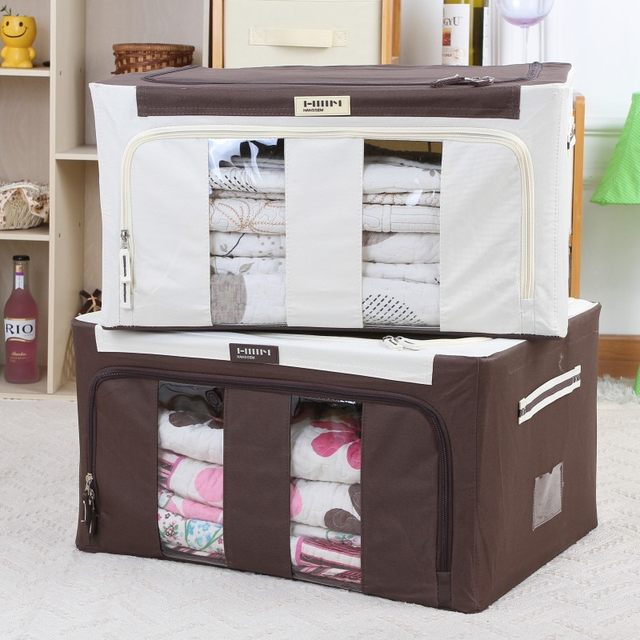Extra large 120L Oxford cloth folding storage box quilt clothes steel frame finishing box storage box fabric thickened