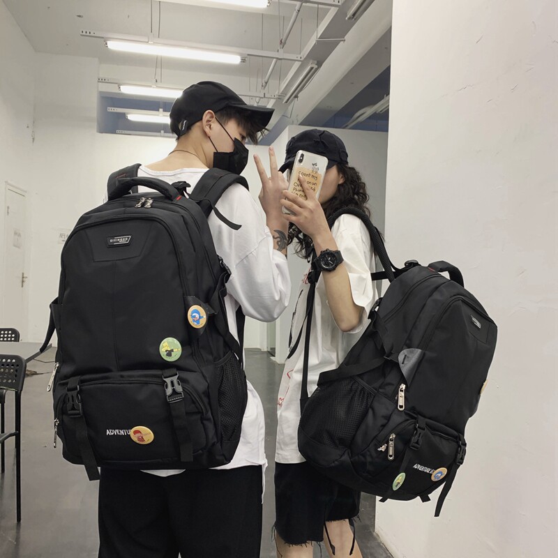 Hong Kong Bag Girls Junior High School Students Han Edition High School College Students Overalls Oversize Boys Double Shoulder Bag Travel bag
