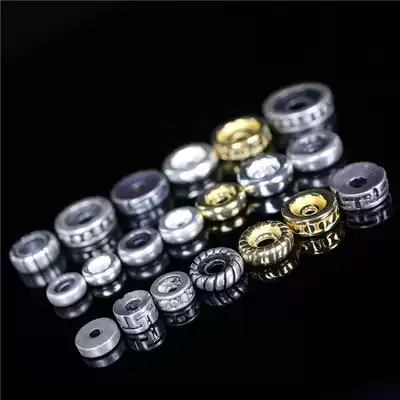 Non-fading white copper Pure brass Tibetan silver Sanqi silver Tibetan breast nail pattern wheel Old rosary Buddha bead Diamond spacer