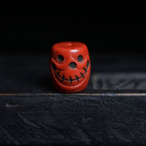 13mm料器手工雕刻红色骷髅头尸陀林主阿呆散珠吊坠项链侧挂腰挂