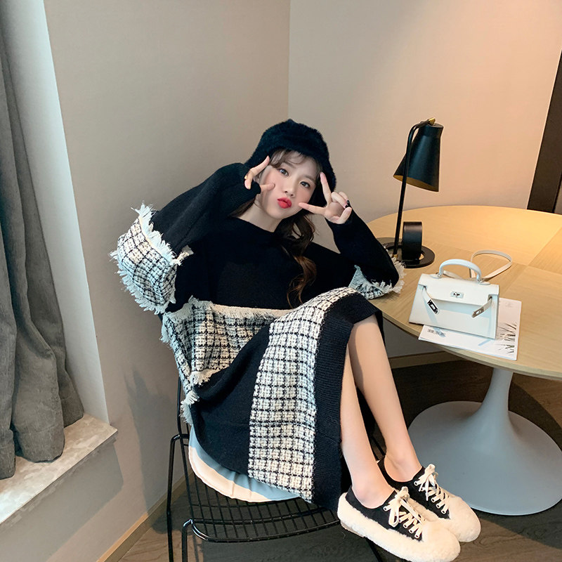 Pregnancy Woman Dress Autumn Winter Style Beat pregnant woman sweaters Loose Pregnancy pregnancy Thickened Knit with Thickened Knit Dress Female Tide-in-Taobao