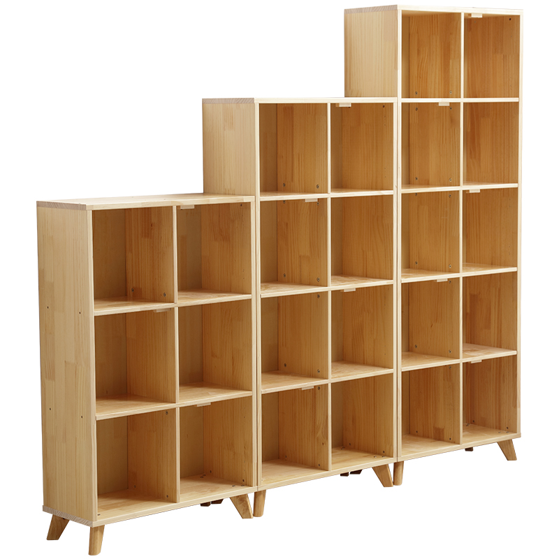 Solid wood pine bookcase combination home locker student classroom bookshelf children's shelf floor lattice cabinet