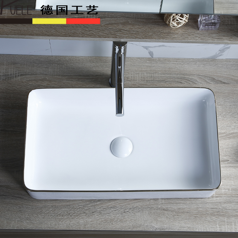 Nordic countertop basin rectangular thin edge ceramic art basin washbasin balcony washbasin washbasin black edge washbasin