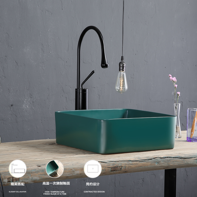 Nordic table basin green matte washbasin home laundry pool balcony bathroom ceramic wash basin small size