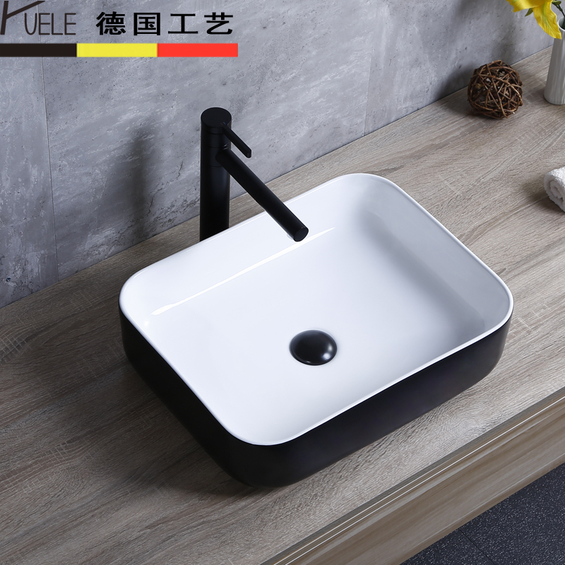 Countertop Basin Scandinavian Black and White Ceramic Washbasin Rectangular Art Basin Powder Room Household Washbasin Washbasin