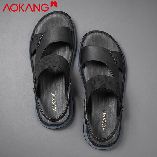 奥康凉鞋男2025夏季新款厚底外穿青年韩版男士沙滩鞋开车皮凉鞋潮