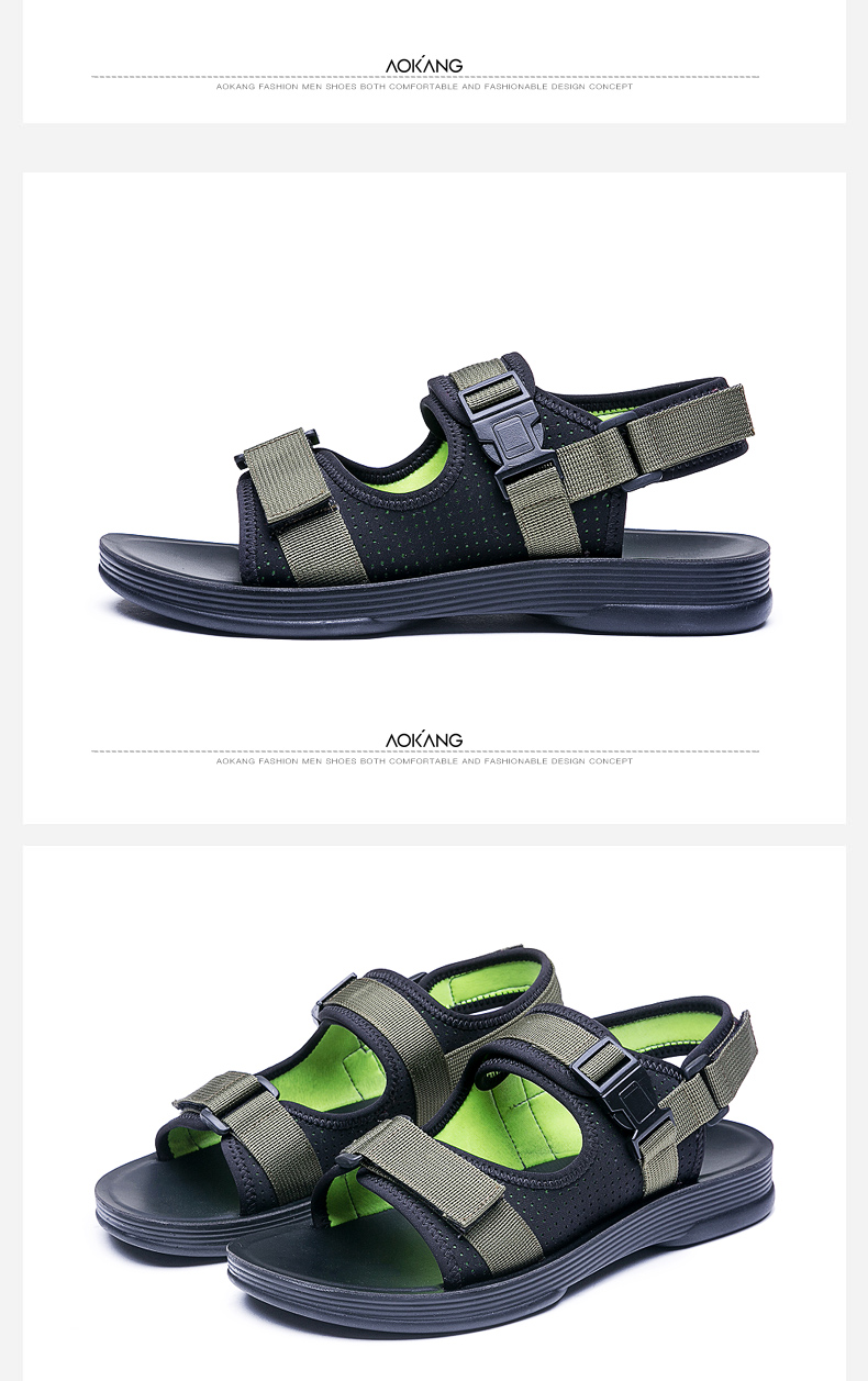 Dép nam Aokang 2019 hè mới xu hướng giày đế xuồng chống trượt cá tính - Sandal sneaker nam