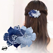 Hairclip hair accessories Korean rhinestone headgear spring clip adult pan head top clip Lady floral headdress hair card Joker horsetail clip