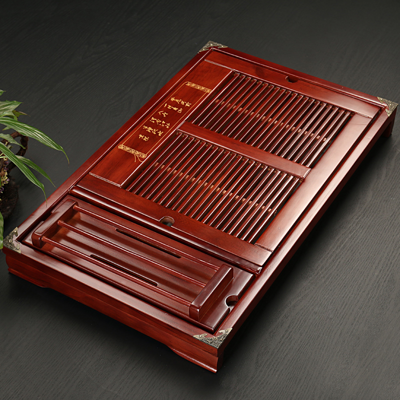 Quiet life solid wood tea tray Home minimalist size Tea table Gongfu tea furniture set group water storage drainage mini-depository