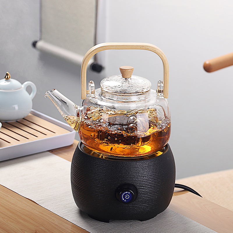 Fans Your Type Black Crystal Stove Home Fully Automatic Cooking Tea With Pu'er Black Tea White Tea Glass Cooking Tea Stove Steam Cooking Teapot