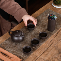 Purple sand a pot of four cups portable tea set travel tea set outdoor car fast guest Cup travel Cup