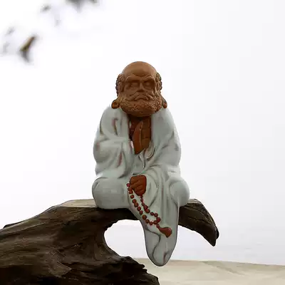 Quiet life Ru kiln open Film tea pet ceramic purple sand Gao kiln craft gifts decoration home tea art ornaments Dharma Enlightenment