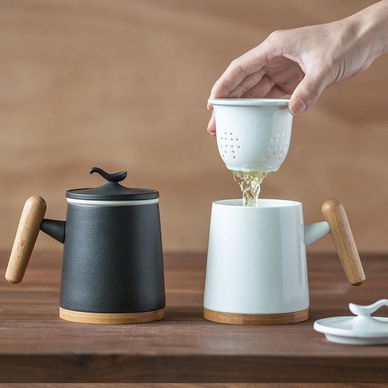 Creative Mark Cup Mass Ceramic Cup with Coated Tea Separation Tablewater Cup Office Building Tea Cup Cup Customized Logo