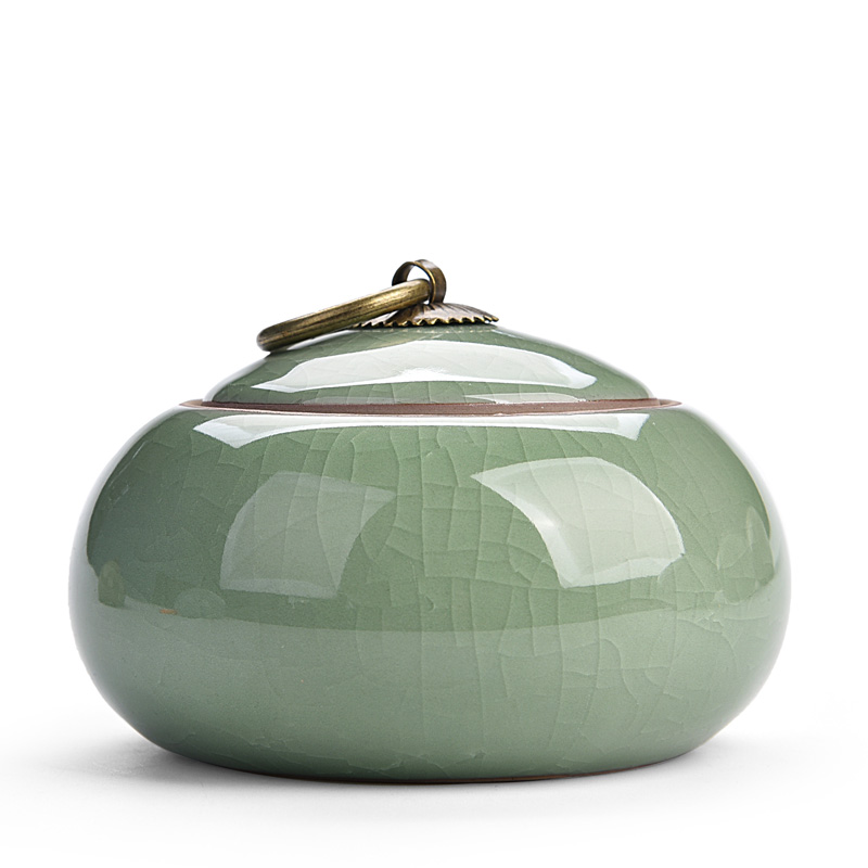 Purple sand tea pot Ceramic pot Small storage tea canned tea box Tea packaging box Ge Kiln tea set Sealed pot tea box