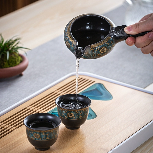 恬静生活 Черная гончарная боковая обрабатывает ярмарку ровную чашку керамической чайной церемонии кунг -фурты частей домашнего чая морского чая