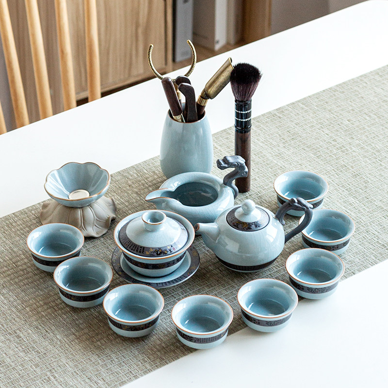 Gokiln Tea Set Group Ice Cracking Household Whole Set of Retro Jane Yoyo Kiln Office Guest Kung Fu Ceramic Tea Cup